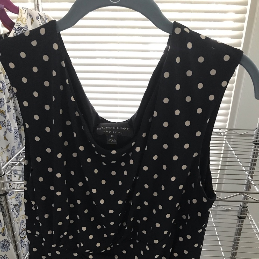 Dark Navy and cream polka dot dress size 16